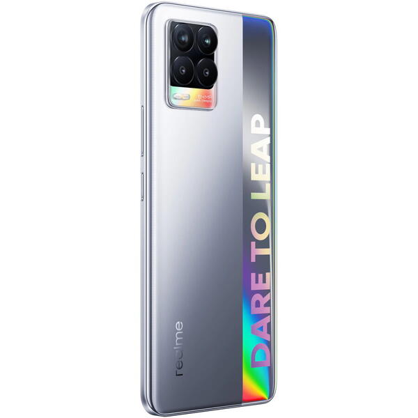 Telefon mobil Realme 8, Dual SIM, 4GB RAM, 64GB, 4G, Cyber Silver