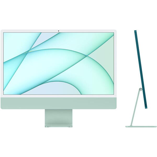 Sistem Desktop PC iMac 24" (2021) cu procesor Apple M1, 24", Retina 4.5K, 8GB, 256GB SSD, 8-core GPU, Green, INT KB