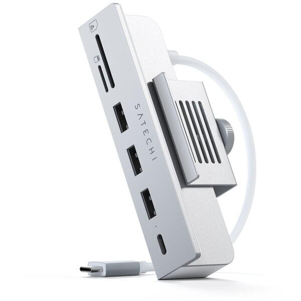 Hub tip clema USB-C Satechi pentru iMac 24inch 2021 / 1x USB-C pâna la 5 Gbps,3x USB-A 3.0 pâna la 5 Gbps, Micro/SD, Argintiu