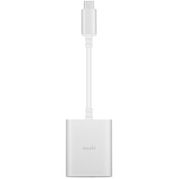Adaptor audio digital universal Moshi USB Type-C cu încărcare (argintiu)