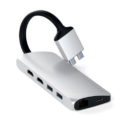 Adaptor USB-C Satechi Dual Multimedia, Argintiu