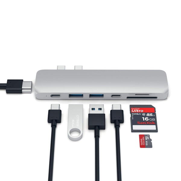 Hub USB Satechi ST-CMBPS 2x USB 3.0 2x SD Silver
