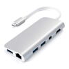Adaptor Hub USB-C Satechi Multimedia, aluminiu HDMI 4K, 1x USB-C, Ethernet, 1x USB 3.0, MicroSD, MiniDP, Argintiu