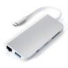 Adaptor Hub USB-C Satechi Multimedia, aluminiu HDMI 4K, 1x USB-C, Ethernet, 1x USB 3.0, MicroSD, MiniDP, Argintiu