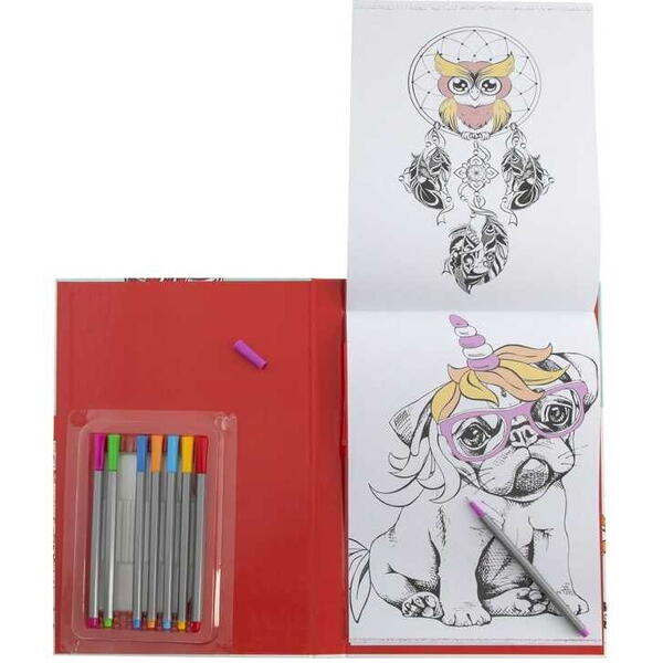 Carte de colorat adulti 33x22x3 cm, 48 desene si 8 carioci colorate incluse Grafix Design 2