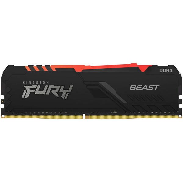 Memorie Kingston FURY Beast RGB, 16GB DDR4, 3600MHz CL18