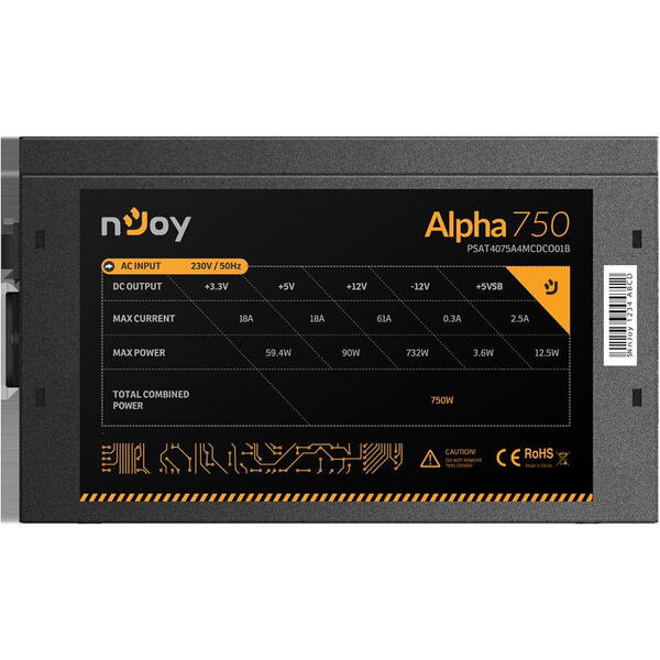 Sursa nJoy Alpha 750, 80 PLUS® Gold, 750W, Full Modular, PFC Activ