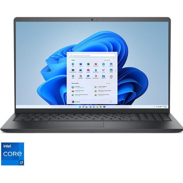 Laptop Dell  Vostro 3510, 15.6 inch FHD, Intel Core i7-1165G7, 8GB RAM, 512GB SSD, Intel Iris Xe, Windows 11 Pro, Negru