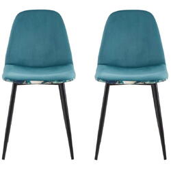 Set 2 scaune catifea Jaquard, 48x46x87 cm, Blue