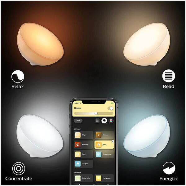 Lampa portabila LED RGBW Philips HUE Go, Bluetooth/Wireless, 6W (43W), 520lm, lumina alba/color, Alb