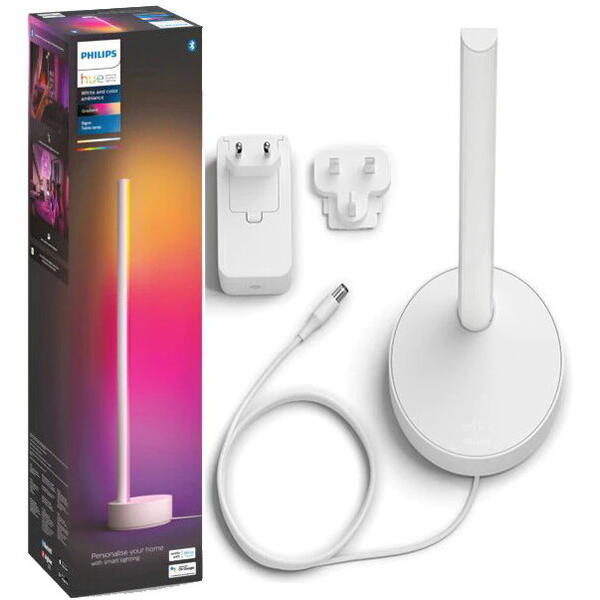 Lampa LED RGB inteligenta Philips Hue Gradient Signe, Bluetooth, 730 lm, lumina alba si colorata, IP20, 55.3 cm, Aluminiu, Alb