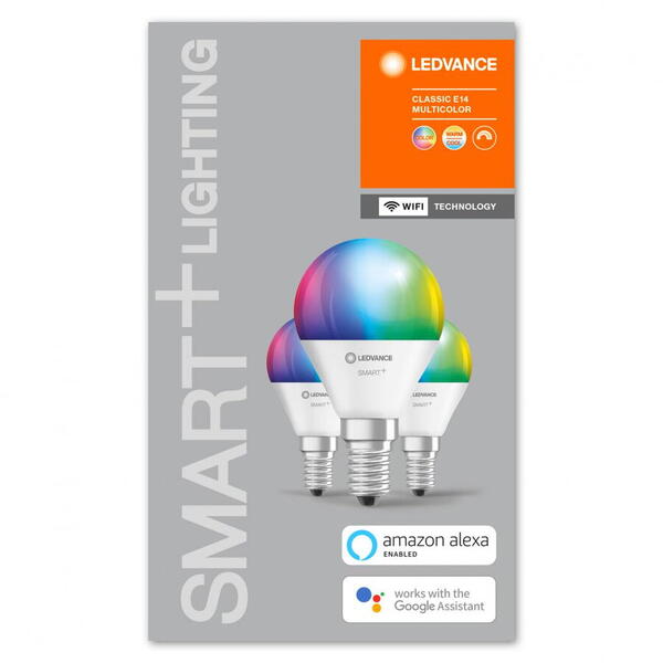 OSRAM Set 3 becuri Led Ledvance SMART+ WiFi Mini Bulb Multicolour, E14, 5W (40W), 230V, temperatura lumina reglabila 2700-6500K, 470 lumeni
