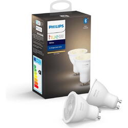 2 Becuri LED inteligente Philips Hue Spot, Bluetooth, GU10, 5.2W