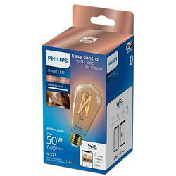 Bec LED inteligent vintage Philips filament chihlimbariu, Wi-Fi, Bluetooth, ST64, E27, 7W (50W)