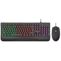 Kit Gaming SPACER USB SPGK-INVICTUS , tastatura Iluminare RGB rainbow si mouse optic 3200 dpi iluminare 7 culori, Negru