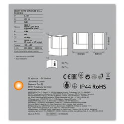 Aplica de exterior LED Ledvance SMART+ CUBE MULTICOLOR Wall, RGBW, 9.5W, 220-240V, IP44