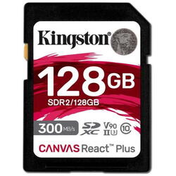 Card de memorie Kingston Canvas React Plus SDXC, 128GB, UHS-II U3, Clasa 10, V90