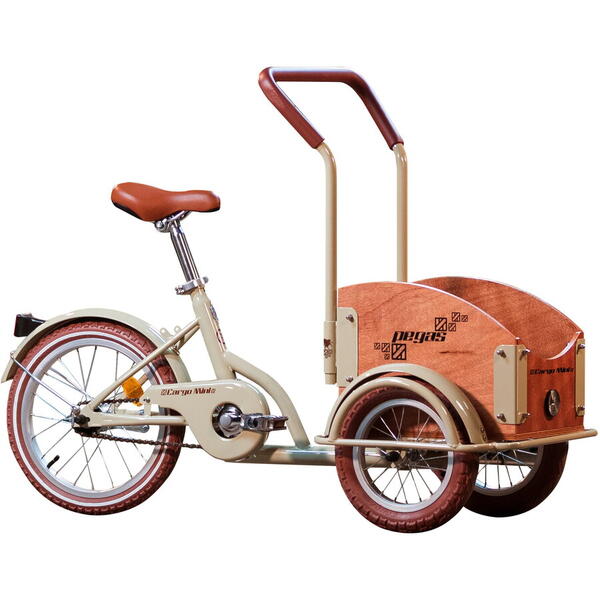 Bicicleta Pegas Mini Cargo 1S pentru copii, Crem Aluna