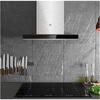 Hota T-shape Master Kitchen, design sticla neagra + inox, latime 60cm, clasa A, control slide touch, putere 800m3/h, 2 filtre aluminiu