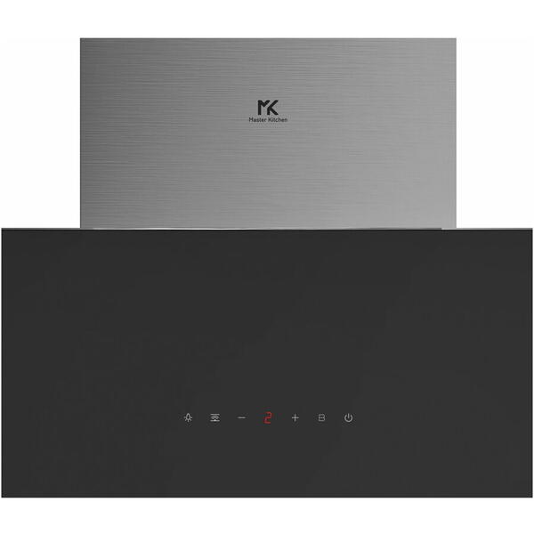 Hota incorporabila decorativa Master Kitchen MKHD V608ED-TouchBK, 800 m3/h, Clasa A, Control slide touch, 60 cm, Negru/Inox