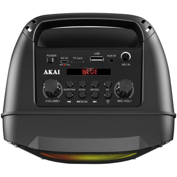 Boxa portabila activa Akai ABTS-V10, 10 W, Radio FM, Bluetooth 5.0, efect de lumini, negru