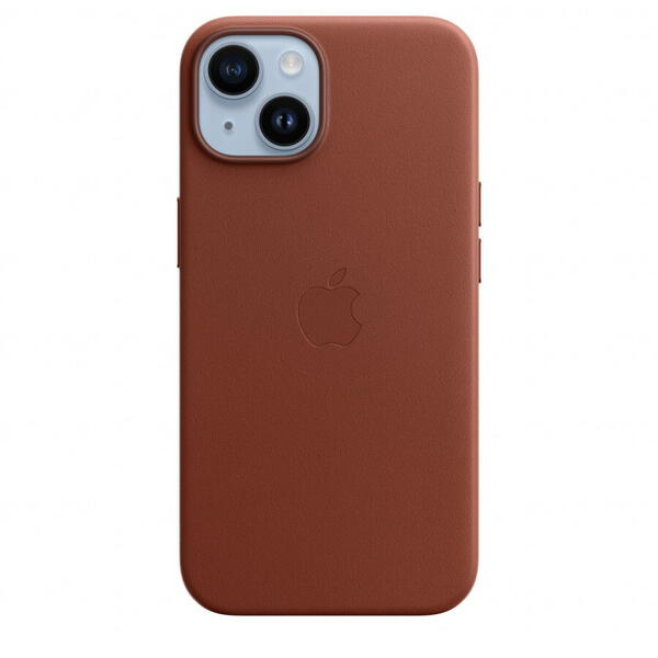Husa de protectie Apple Leather Case with MagSafe pentru iPhone 14, Umber