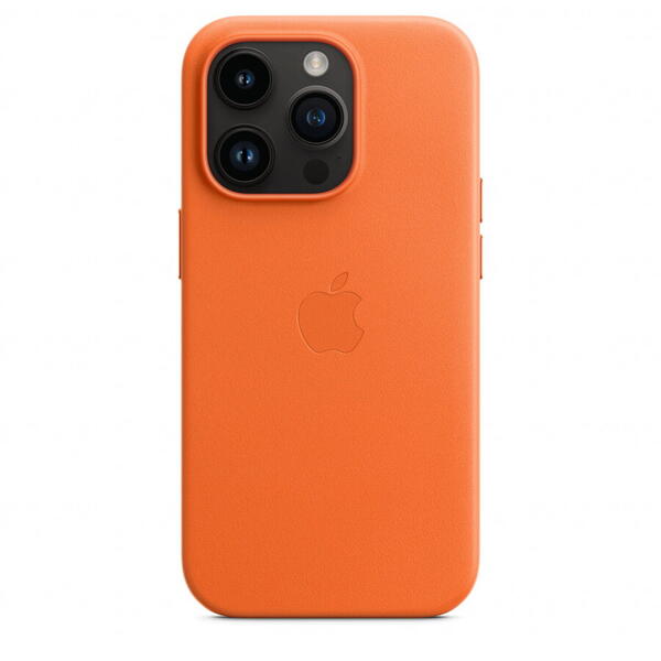 Carcasa Leather Case cu MagSafe - Orange pentru APPLE iPhone 14 Pro, MPPL3ZM/A