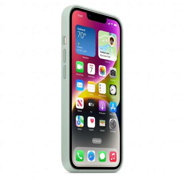 Husa de protectie Apple Silicone Case with MagSafe pentru iPhone 14, Succulent