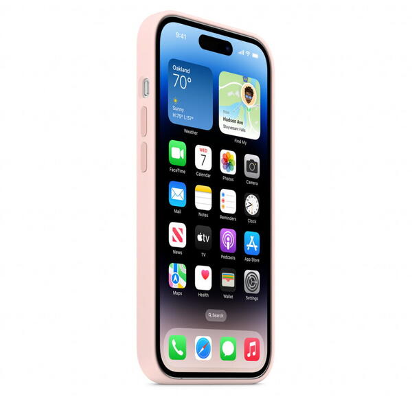 Husa de protectie Apple Silicone Case with MagSafe pentru iPhone 14 Pro, Chalk Pink