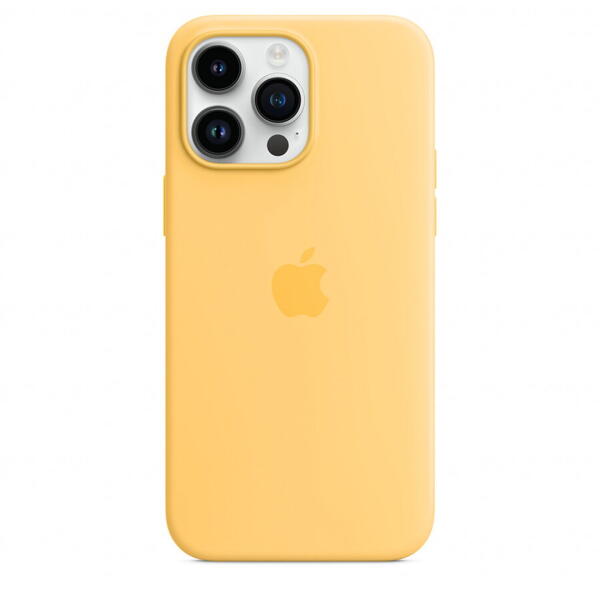Husa de protectie Apple Silicone Case with MagSafe pentru iPhone 14 Pro Max, Sunglow