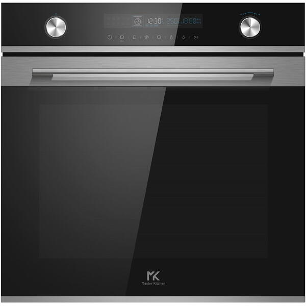 Cuptor incorporabil Master Kitchen MKO 1307ED-MPBK, Electric, 72 l, Autocuratare pirolitica, Display Touch, Grill, Negru