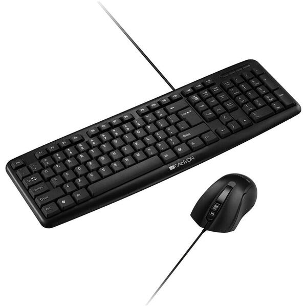 Kit Tastatura si Mouse Canyon SET-1, USB, UK, Negru