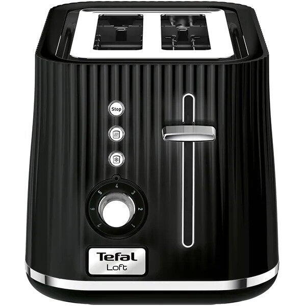 Prajitor de paine Tefal Toaster Loft TT761838, 850W, 7 trepte prajire, 2 felii, Negru