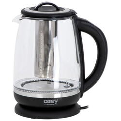 Fierbator electric cu strecuratoare pentru ceai Camry CR 1290, 2 l, Grade la alegere, Luminos, Negru