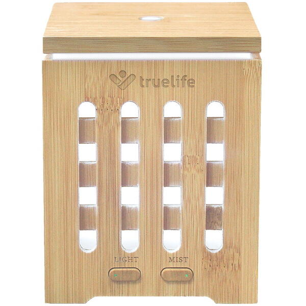 TrueLife TLAIRDD7B Odorizant cu ultrasunete din bambus, 200 ml, 14 lumini de fundal, timp de funcționare 9 ore, model bambus