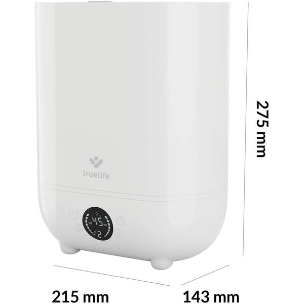 Umidificator TrueLife TLAIRHH5 Touch, odorizant și ionizator, rezervor de 3 l, timp de functionare 24 de ore, Alb