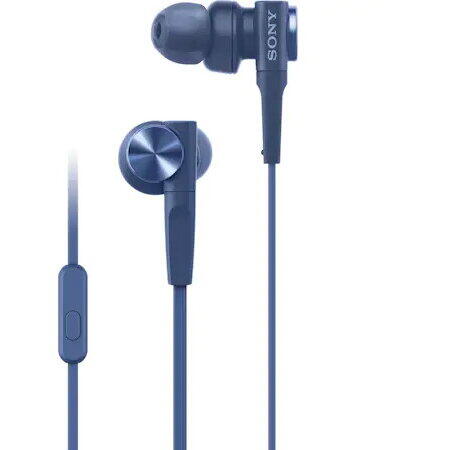 Căști Sony  cu fir Xtra Bass cu microfon, albastre