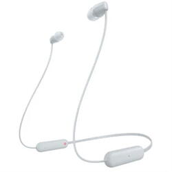 Casti In-Ear Sony WI-C100W, Wireless, Bluetooth, IPX4, Microfon, Fast pair, Autonomie 25 ore, Alb