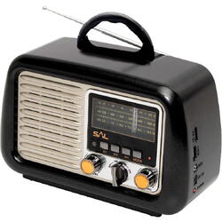 Radio portabil retro SAL, RRT 2B, MP3, SD, USB, Bluetooth, Negru