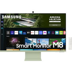 Monitor LED Samsung Smart M8 LS32BM80GUUXEN 32 inch UHD VA 4 ms 60 Hz Webcam USB-C HDR, Verde/Alb,