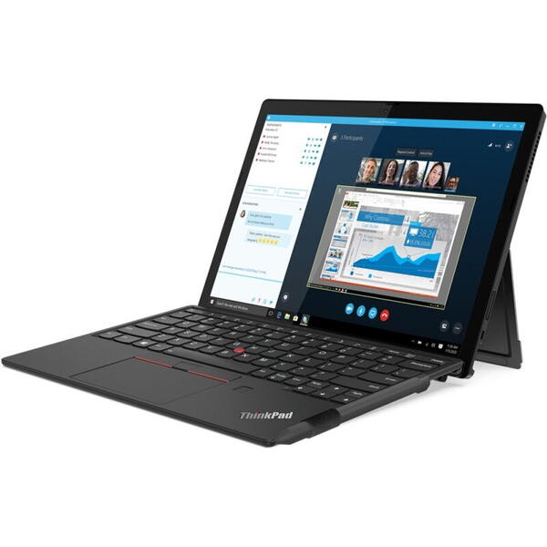 Laptop Lenovo ThinkPad X12 Detasabil, Intel Core i7-1160G7, 12.3 inch FHD+ Touch, 16GB RAM, 512GB SSD, Intel Iris Xe Graphics, 4G, Windows 11, Negru