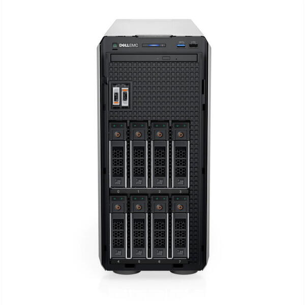 Server DELL PowerEdge T350, Procesor Intel® Xeon® E-2314 2.8GHz Rocket Lake, 16GB RAM ECC UDIMM, 1x 240 GB SATA M.2 SSD + 1x 2TB SATA 7.2K 6G HDD, PERC H355, 8x Hot Plug LFF
