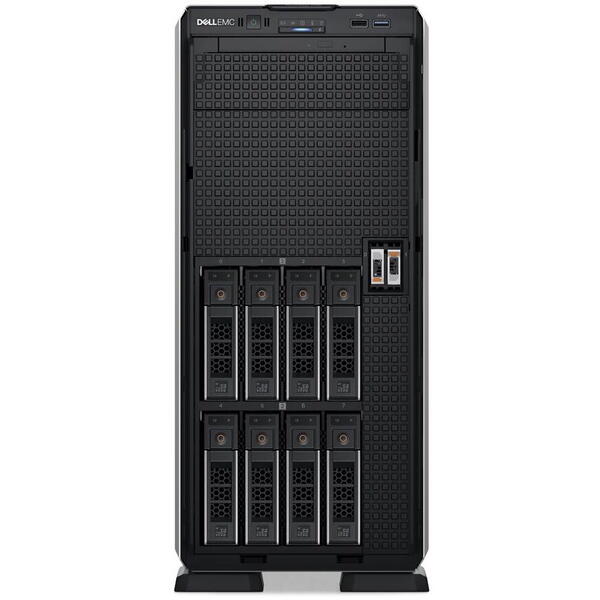 Server DELL PowerEdge T550, Tower 5U, Intel Xeon Silver 4314 16 C / 32 T, 2.4 GHz - 3.4 GHz, 24 MB cache, 135 W, 16 GB DDR4 ECC, 960 GB SSD, 8 x LFF, 2 x 800 W, Fara sistem de operare