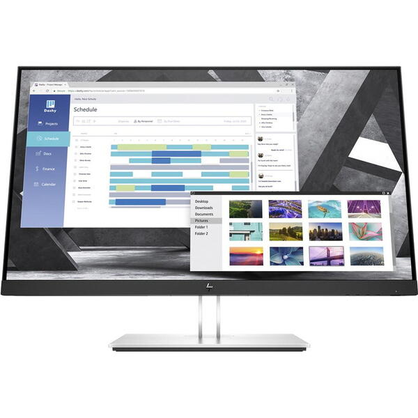 Monitor IPS LED HP 27" E27q G4, QHD (2560 x 1440), VGA, HDMI, DisplayPort, Negru/Argintiu
