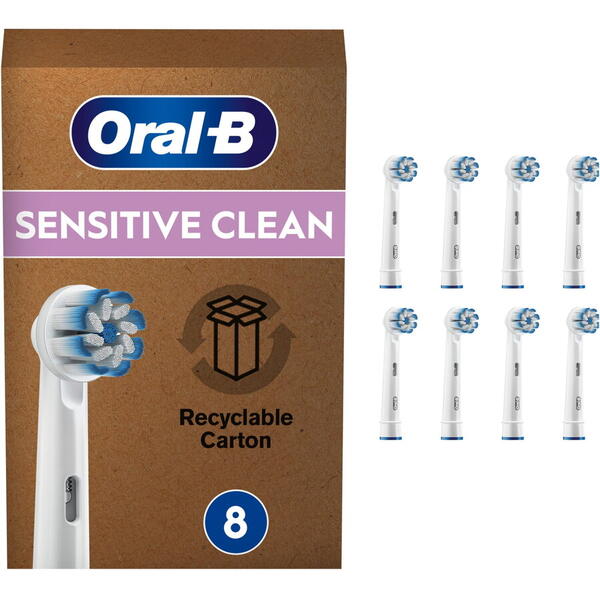 Cap periuta de dinti Oral-B Sensitive Clean 8buc, Alb