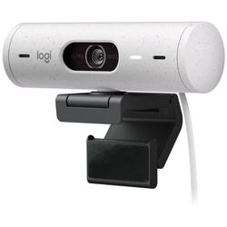 Camera web Logitech Brio 500, Full HD 1080p, RightLight 4, 90 FoV, USB-C, Privacy - Off White