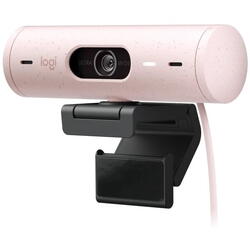 Camera web Logitech Brio 500, Full HD 1080p, RightLight 4, 90 FoV, USB-C, Privacy - Rose