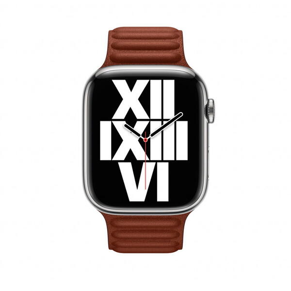 Curea pentru Apple Watch 45mm, Leather Link, Umber, M/L