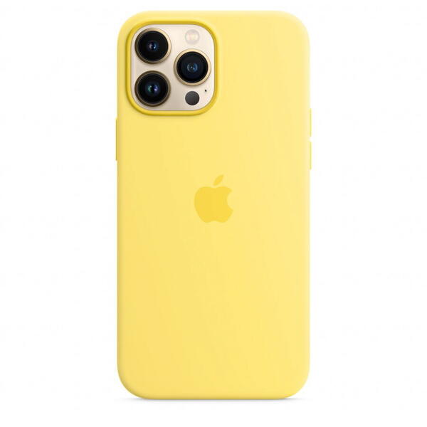 Husa de protectie Apple Silicone Case with MagSafe pentru iPhone 13 Pro Max, Lemon Zest