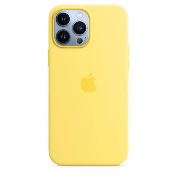 Husa de protectie Apple Silicone Case with MagSafe pentru iPhone 13 Pro Max, Lemon Zest